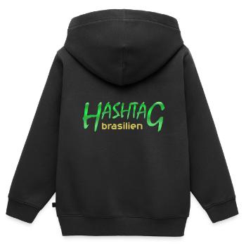brasilien - Kinder Premium Organic Zip Hoodie - Schwarz - Hinten - AI Model Kid Male (0cm)