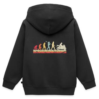 Moto Evolution Vintage Superbike Biker - Sweat Premium à capuche zippé enfant bio - noir - Dos - AI Model Kid Male (0cm)