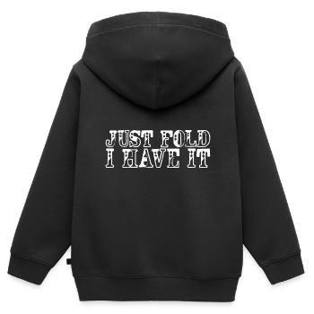 Juste plier je l’ai 3 - Sweat Premium à capuche zippé enfant bio - noir - Dos - AI Model Kid Male (0cm)