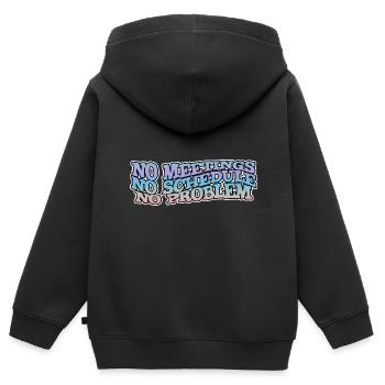 No Meetings No Schedule No Problem - Kinder Premium Organic Zip Hoodie - Schwarz - Hinten - AI Model Kid Male (0cm)