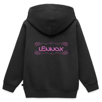Name Lennox - Kinder Premium Organic Zip Hoodie - Schwarz - Hinten - AI Model Kid Male (0cm)