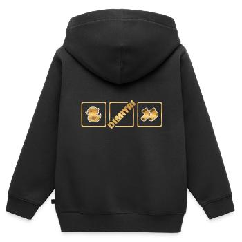 Naissance de Dimitri - Sweat Premium à capuche zippé enfant bio - noir - Dos - AI Model Kid Male (0cm)