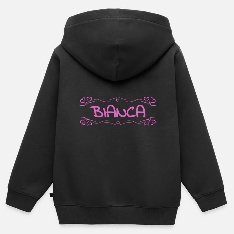 Bianca come nome - Felpa Premium con cappuccio con zip bambino bio - nero
