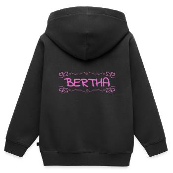 Name Bertha - Kinder Premium Organic Zip Hoodie - Schwarz - Hinten - AI Model Kid Male (0cm)