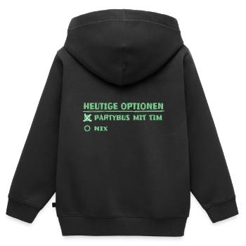 tim - Kinder Premium Organic Zip Hoodie - Schwarz - Hinten - AI Model Kid Male (0cm)