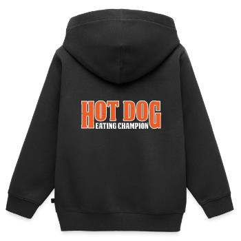 Champion de la consommation de hot-dogs 11 - Sweat Premium à capuche zippé enfant bio - noir - Dos - AI Model Kid Male (0cm)