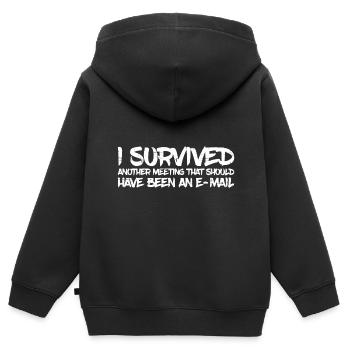 I Survived Another Meeting 31 - Kinder Premium Organic Zip Hoodie - Schwarz - Hinten - AI Model Kid Male (0cm)