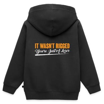 Ce n’était pas truqué Tu n’es qu’un perdant 8 - Sweat Premium à capuche zippé enfant bio - noir - Dos - AI Model Kid Male (0cm)