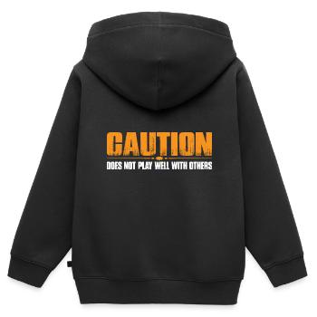Caution Does Not Play Well With Others 53 - Kinder Premium Organic Zip Hoodie - Schwarz - Hinten - AI Model Kid Male (0cm)