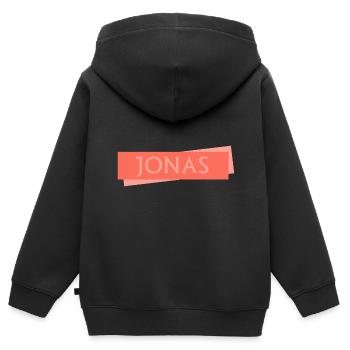 Schild Jonas - Kinder Premium Organic Zip Hoodie - Schwarz - Hinten - AI Model Kid Male (0cm)