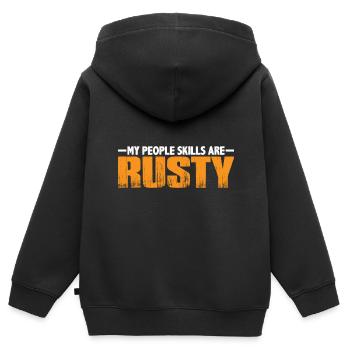 Mes compétences relationnelles sont « rouillées » 15 - Sweat Premium à capuche zippé enfant bio - noir - Dos - AI Model Kid Male (0cm)