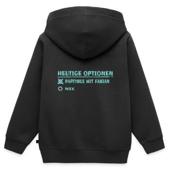 Name Fabian - Kinder Premium Organic Zip Hoodie - Schwarz - Hinten - AI Model Kid Male (0cm)