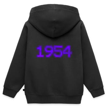 1954 - Kinder Premium Organic Zip Hoodie - Schwarz - Hinten - AI Model Kid Male (0cm)