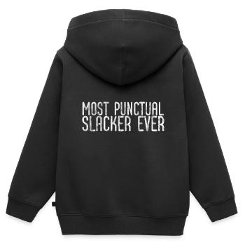Most Punctual Slacker Ever 3 - Kinder Premium Organic Zip Hoodie - Schwarz - Hinten - AI Model Kid Male (0cm)