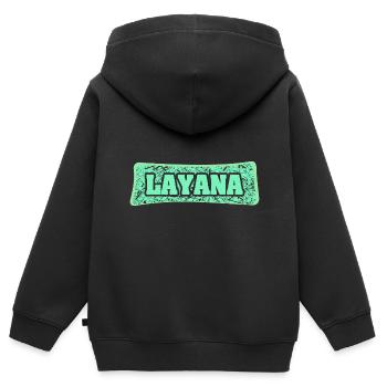 Layana comme nom de naissance - Sweat Premium à capuche zippé enfant bio - noir - Dos - AI Model Kid Male (0cm)