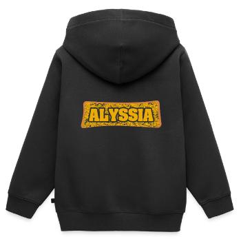 Heirat Alyssia - Kinder Premium Organic Zip Hoodie - Schwarz - Hinten - AI Model Kid Male (0cm)