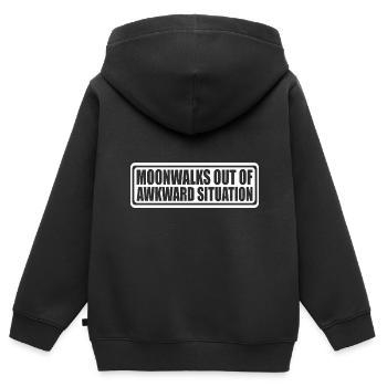 Moonwalks Hors d’une situation inconfortable 4 - Sweat Premium à capuche zippé enfant bio - noir - Dos - AI Model Kid Male (0cm)