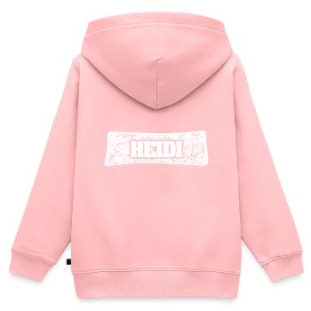 Nom de naissance Heidi - Sweat Premium à capuche zippé enfant bio - rose - Dos - AI Model Kid Female (0cm)