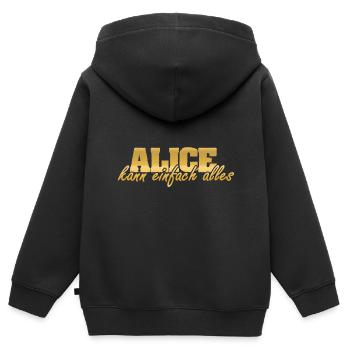 Motto für Alice Frau Spruch - Kinder Premium Organic Zip Hoodie - Schwarz - Hinten - AI Model Kid Male (0cm)