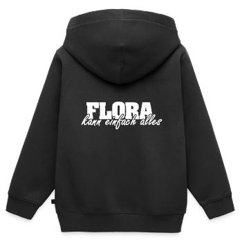 Geschenk für Flora - Kinder Premium Organic Zip Hoodie - Schwarz - Hinten - AI Model Kid Male (0cm)