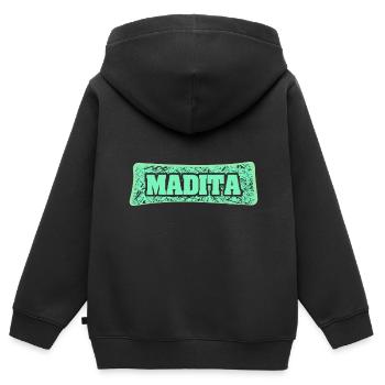 Madita comme nom de naissance - Sweat Premium à capuche zippé enfant bio - noir - Dos - AI Model Kid Male (0cm)