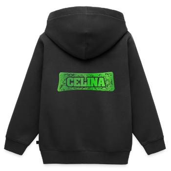 First name Celina - Kids Premium Organic Zip-up Hoodie - black - Back - AI Model Kid Male (0cm)
