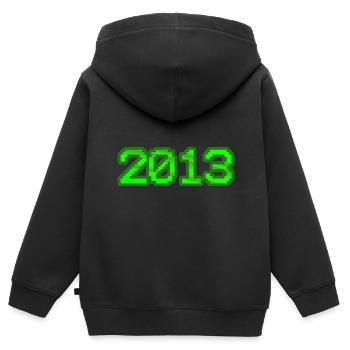 2013 - Kinder Premium Organic Zip Hoodie - Schwarz - Hinten - AI Model Kid Male (0cm)