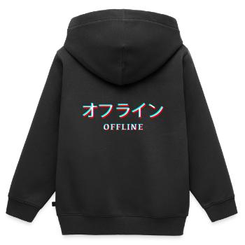 Vaporwave Esthétique eboy egirl Japon Kanji Hors ligne - Sweat Premium à capuche zippé enfant bio - noir - Dos - AI Model Kid Male (0cm)