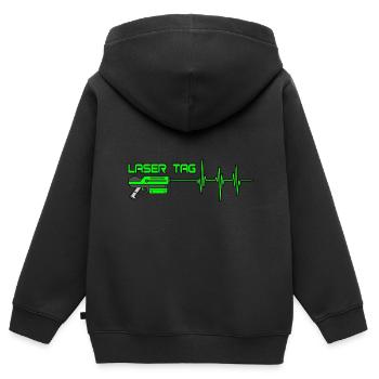 Laser Tag - Kinder Premium Organic Zip Hoodie - Schwarz - Hinten - AI Model Kid Male (0cm)