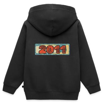 Jahr 2011 - Kinder Premium Organic Zip Hoodie - Schwarz - Hinten - AI Model Kid Male (0cm)