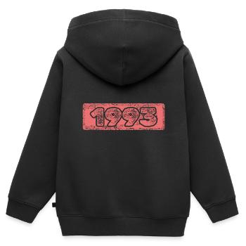 1993 - Kinder Premium Organic Zip Hoodie - Schwarz - Hinten - AI Model Kid Male (0cm)