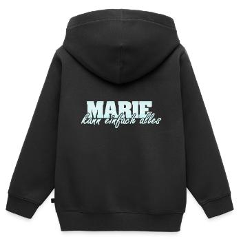Marie - Kinder Premium Organic Zip Hoodie - Schwarz - Hinten - AI Model Kid Male (0cm)