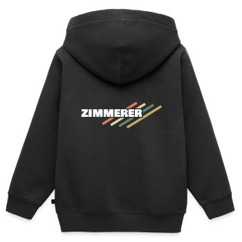 Zimmerer als Arbeitsplatz - Kinder Premium Organic Zip Hoodie - Schwarz - Hinten - AI Model Kid Male (0cm)