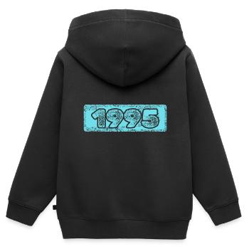 Zahl 1995 - Kinder Premium Organic Zip Hoodie - Schwarz - Hinten - AI Model Kid Male (0cm)