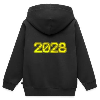 Nerd 2028 - Kinder Premium Organic Zip Hoodie - Schwarz - Hinten - AI Model Kid Male (0cm)
