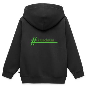 Gift for kazakhstan - Kids Premium Organic Zip-up Hoodie - black - Back - AI Model Kid Male (0cm)