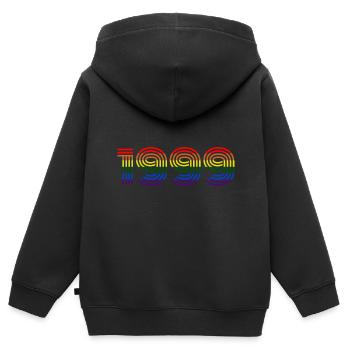 Geboren 1999 - Kinder Premium Organic Zip Hoodie - Schwarz - Hinten - AI Model Kid Male (0cm)