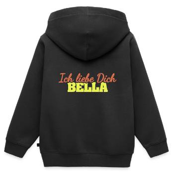 Chère Bella, - Sweat Premium à capuche zippé enfant bio - noir - Dos - AI Model Kid Male (0cm)