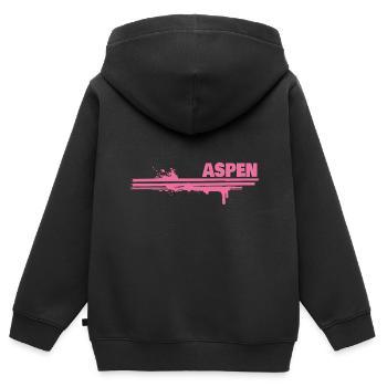 Farbklecks Aspen - Kinder Premium Organic Zip Hoodie - Schwarz - Hinten - AI Model Kid Male (0cm)