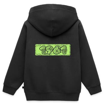 Zahl 1961 - Kinder Premium Organic Zip Hoodie - Schwarz - Hinten - AI Model Kid Male (0cm)