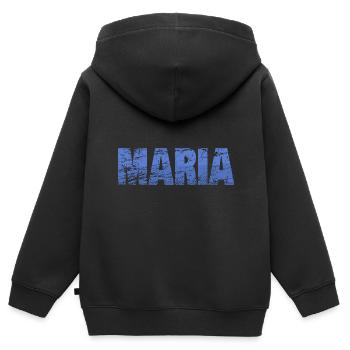 Rayures au nom de Maria - Sweat Premium à capuche zippé enfant bio - noir - Dos - AI Model Kid Male (0cm)