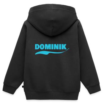 Namensschild Dominik - Kinder Premium Organic Zip Hoodie - Schwarz - Hinten - AI Model Kid Male (0cm)