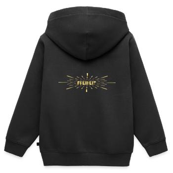 Freiheit - Kinder Premium Organic Zip Hoodie - Schwarz - Hinten - AI Model Kid Male (0cm)
