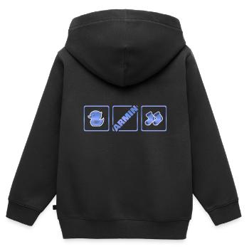 Naissance d’Armin - Sweat Premium à capuche zippé enfant bio - noir - Dos - AI Model Kid Male (0cm)
