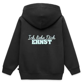 Liebe Ernst - Kinder Premium Organic Zip Hoodie - Schwarz - Hinten - AI Model Kid Male (0cm)