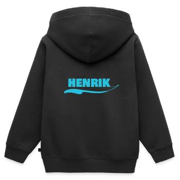 Namensschild für Henrik Name Vorname - Kinder Premium Organic Zip Hoodie - Schwarz - Hinten - AI Model Kid Male (0cm)
