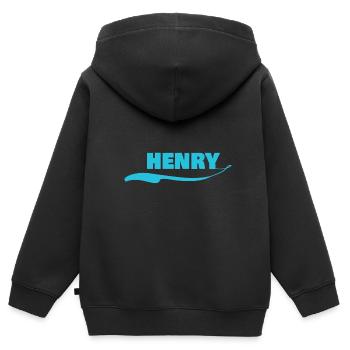 Geschenk für Henry - Kinder Premium Organic Zip Hoodie - Schwarz - Hinten - AI Model Kid Male (0cm)