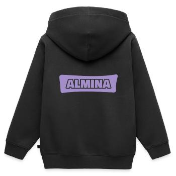 Almina comme prénom - Sweat Premium à capuche zippé enfant bio - noir - Dos - AI Model Kid Male (0cm)