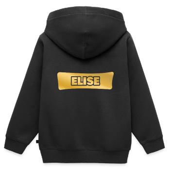 Prénom Elise - Sweat Premium à capuche zippé enfant bio - noir - Dos - AI Model Kid Male (0cm)