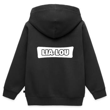 Lou - Kids Premium Organic Zip-up Hoodie - black - Back - AI Model Kid Male (0cm)